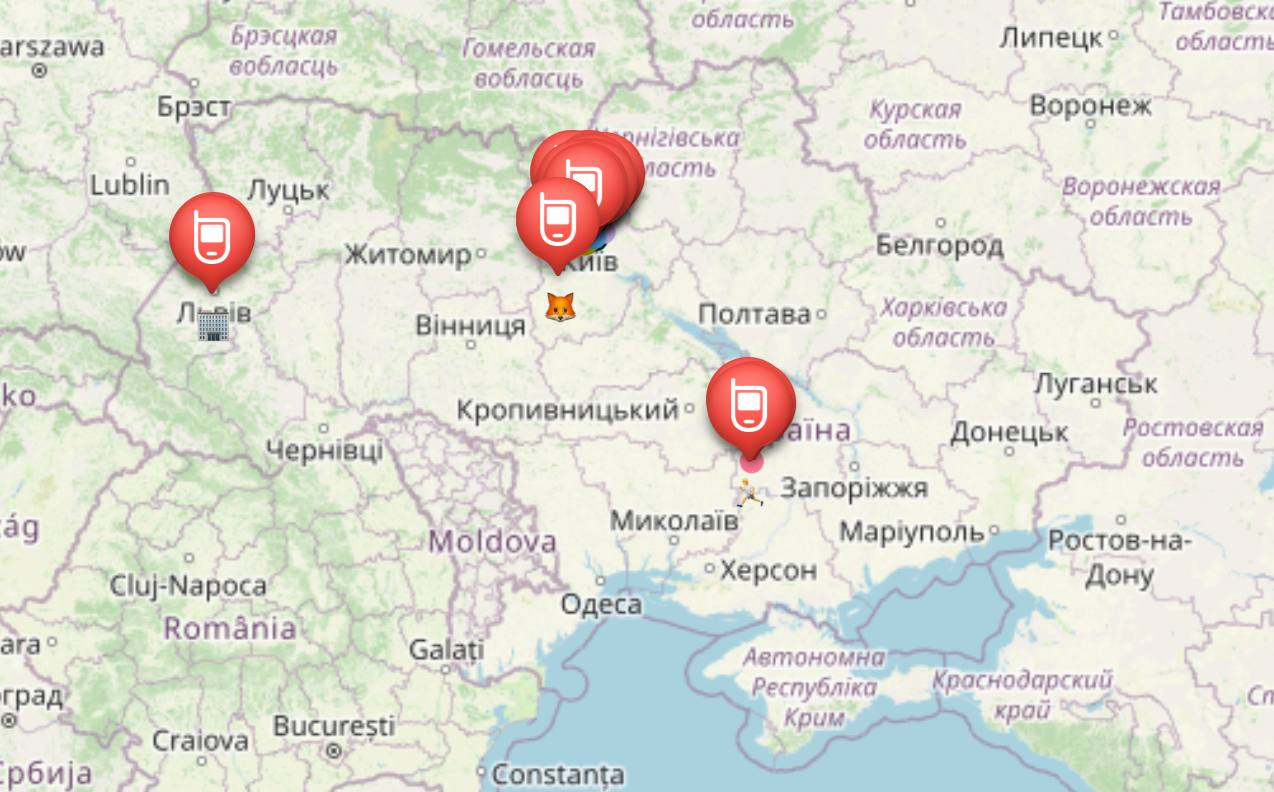 A map of the network in Ukraine